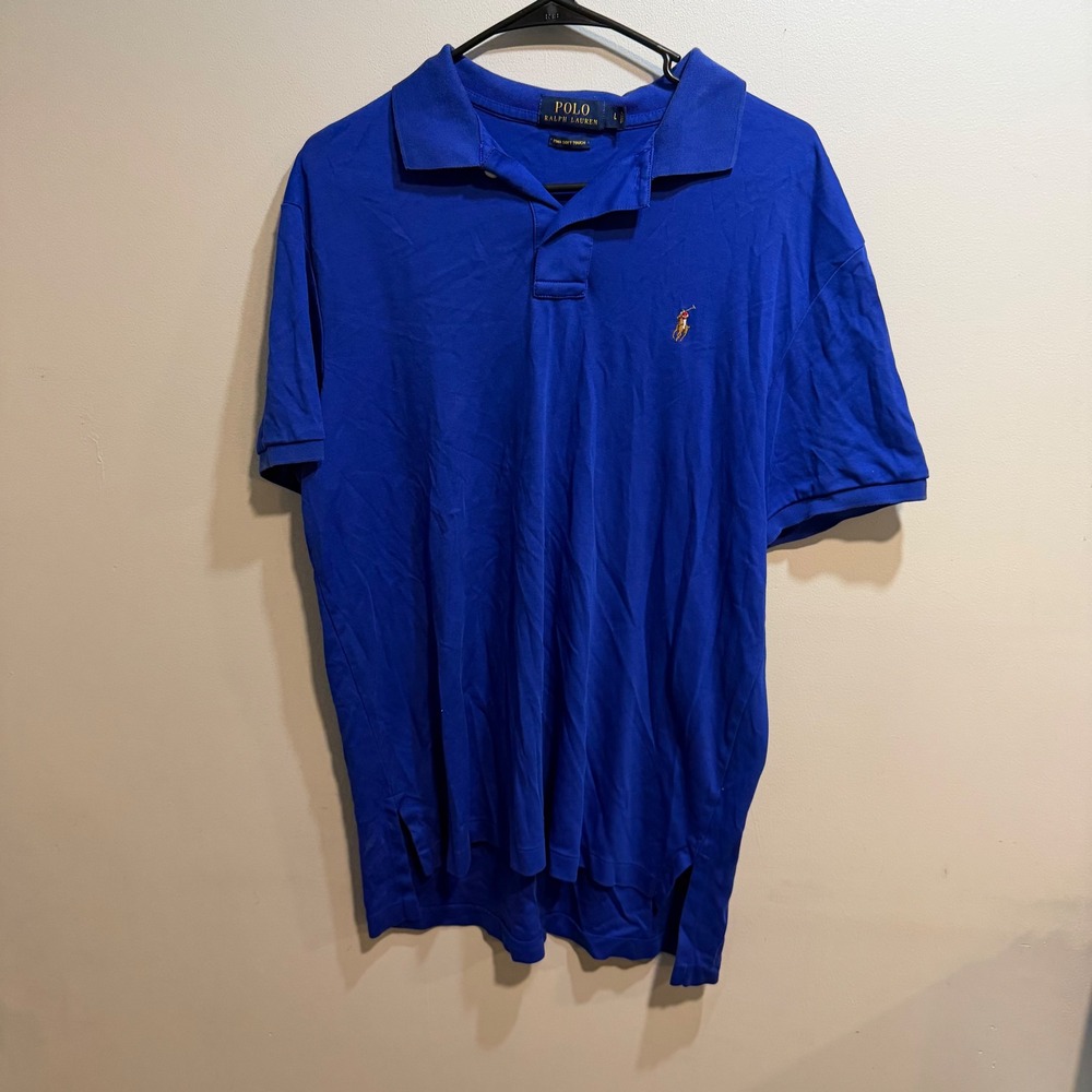 Polo Ralph Lauren Mens Pima Soft Touch Polo Shirt Blue Large RN 41381 172